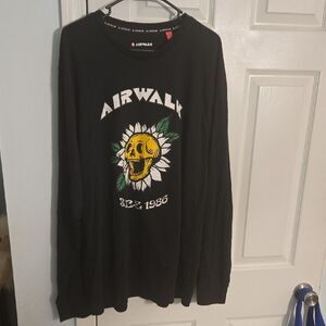 Airwalk Black Shirt with Yellow Skull Graphic